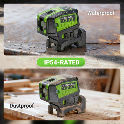 Huepar PL500G 5-Point Self-Leveling Laser Level with Plus Mode — 98-165 ft Range