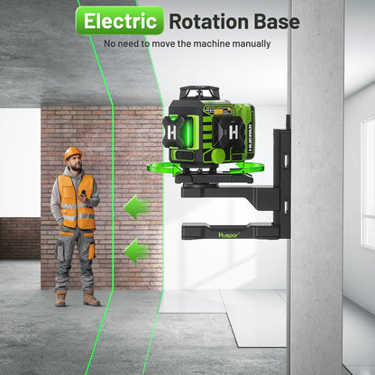 Huepar W04CG 360° Self-Leveling Laser Level with Bluetooth, 4x360° Green Lines, LCD Screen