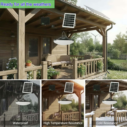 HULPPRE 3000lm Solar Shed Light — Pull String, IP65, 169 LEDs