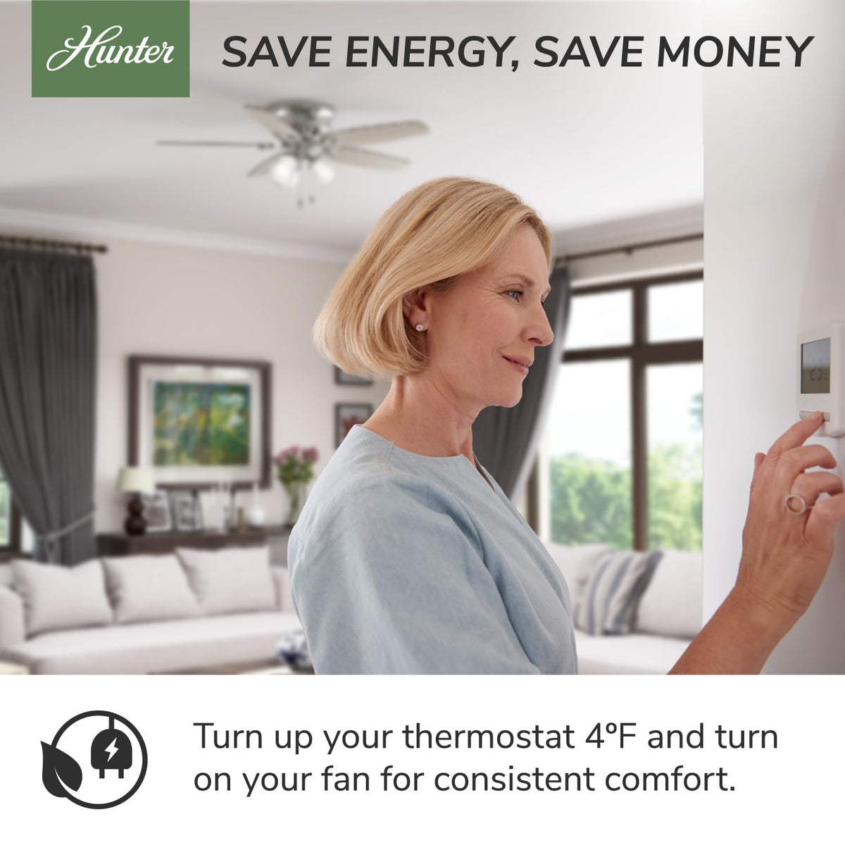 Hunter 44-Inch Bronze Indoor Ceiling Fan — Low Profile Flush Mount, 5 Blades, Pull Chain