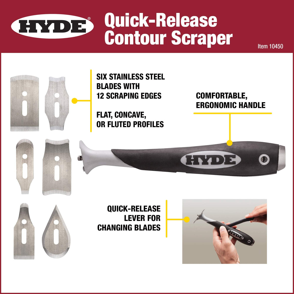 Hyde Contour Scraper with 6 Changeable Blades – Multicolor | 10450