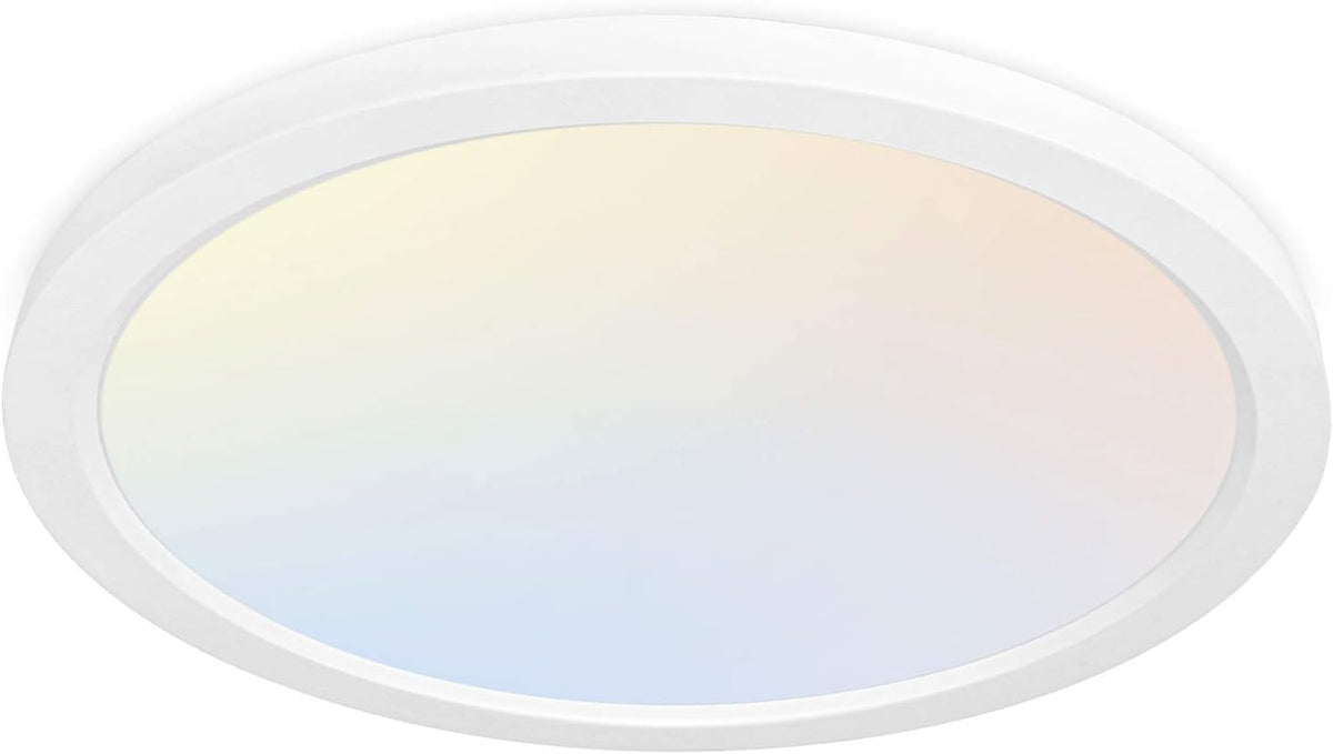 Hykolity 12-Inch Selectable CCT LED Round Flat Panel Light — 24W, 3000K/4000K/5000K, Edge-Lit, Damp Location