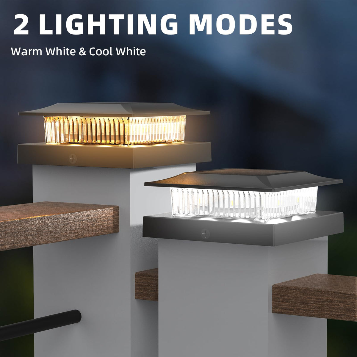 Icerona 4x4 Solar Post Cap Lights 16 Pack – Warm White & Cool White, Waterproof Outdoor Post Lights