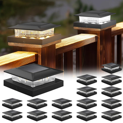 Icerona 4x4 Solar Post Cap Lights 16 Pack – Warm White & Cool White, Waterproof Outdoor Post Lights