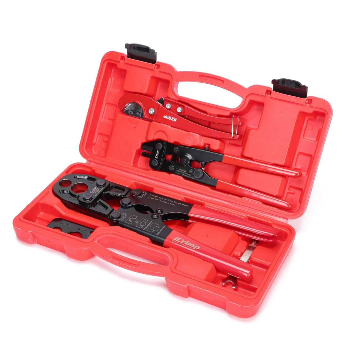 iCrimp PCKIT-1234PS PEX Crimp Tool Kit for 1/2-in & 3/4-in PEX – Cutter, Crimper & Removal Tool