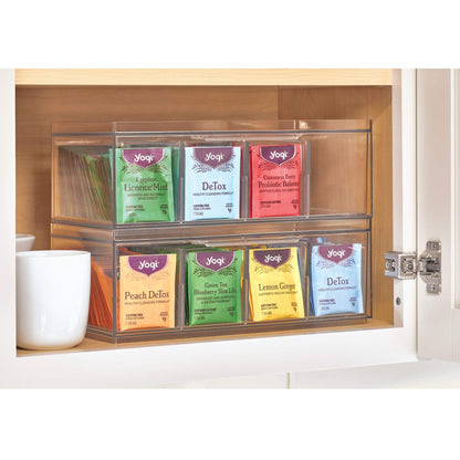 iDesign XL Tea Bag Organizer – 4-Section Clear Stackable Drawer