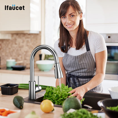 Ifaucet Kitchen Faucet Head Replacement — 3 Modes, 12 Adapters, Chrome Sprayer Head