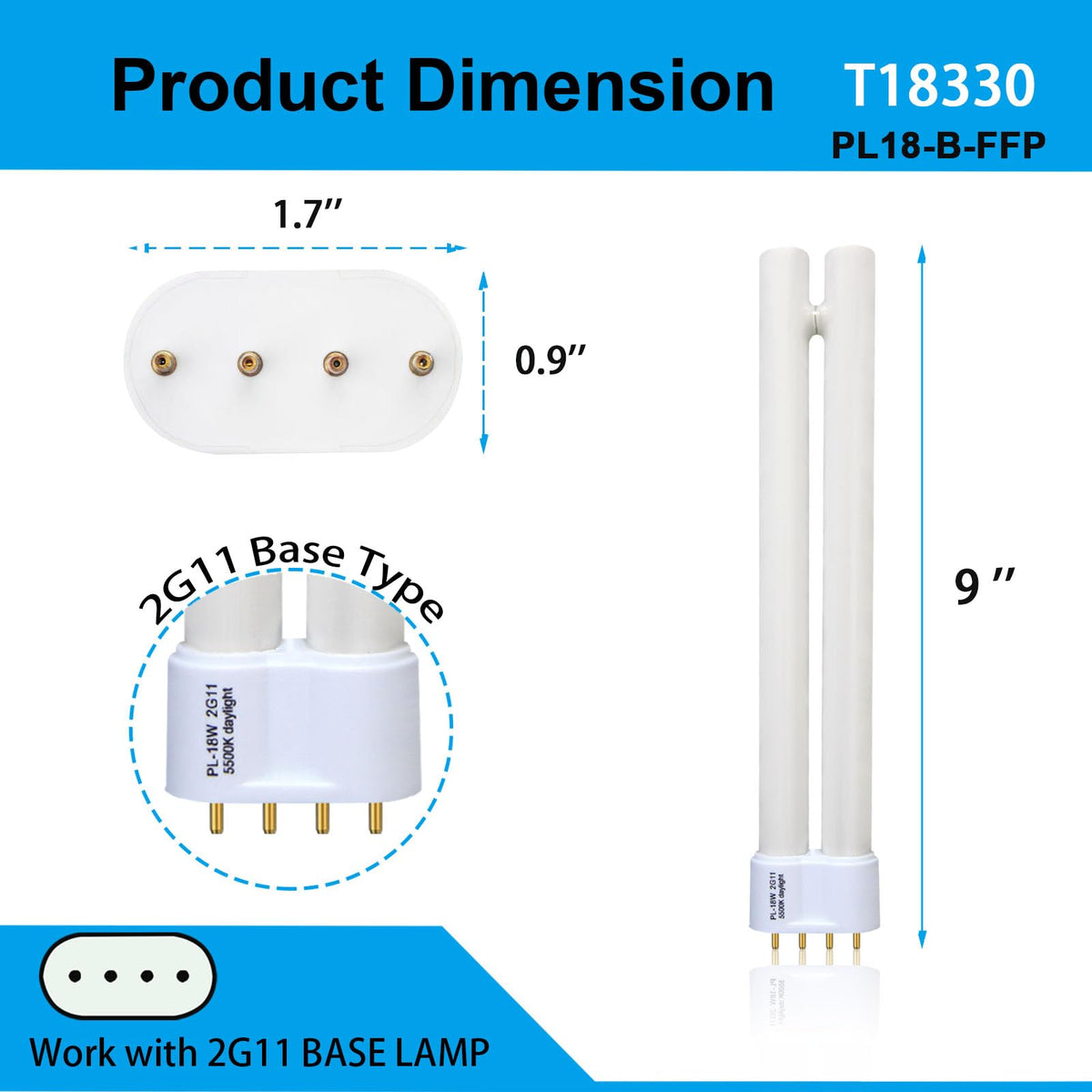 Ignixlite PL18-B 18W Replacement Tube Light Bulb for OttLite 930 lm 9-inch Type B 2-Pack