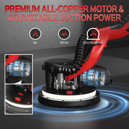 IMQUALI Drywall Sander 8-Amp, 7-Speed, Vacuum Dust Collector, LED Light