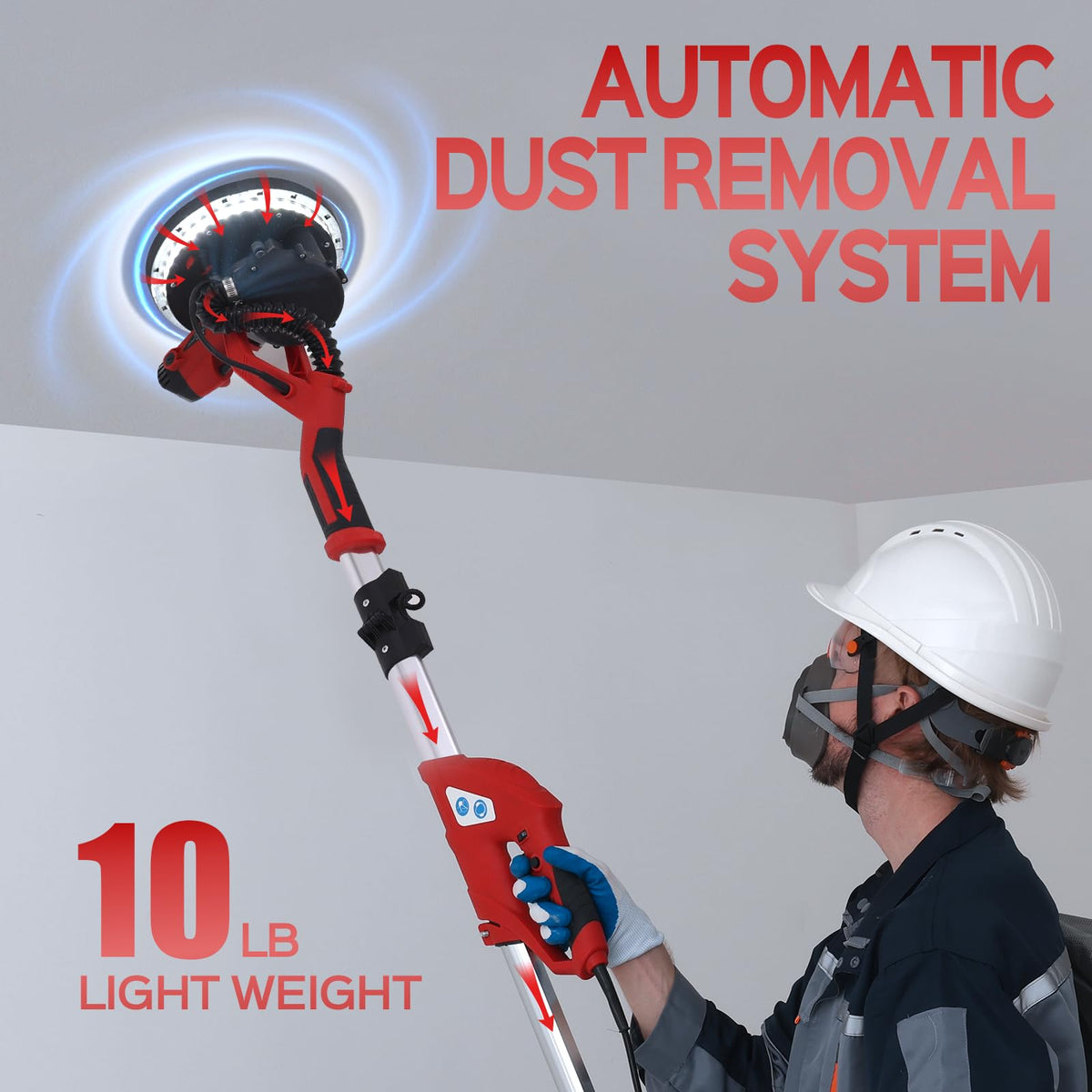 IMQUALI Drywall Sander 8-Amp, 7-Speed, Vacuum Dust Collector, LED Light