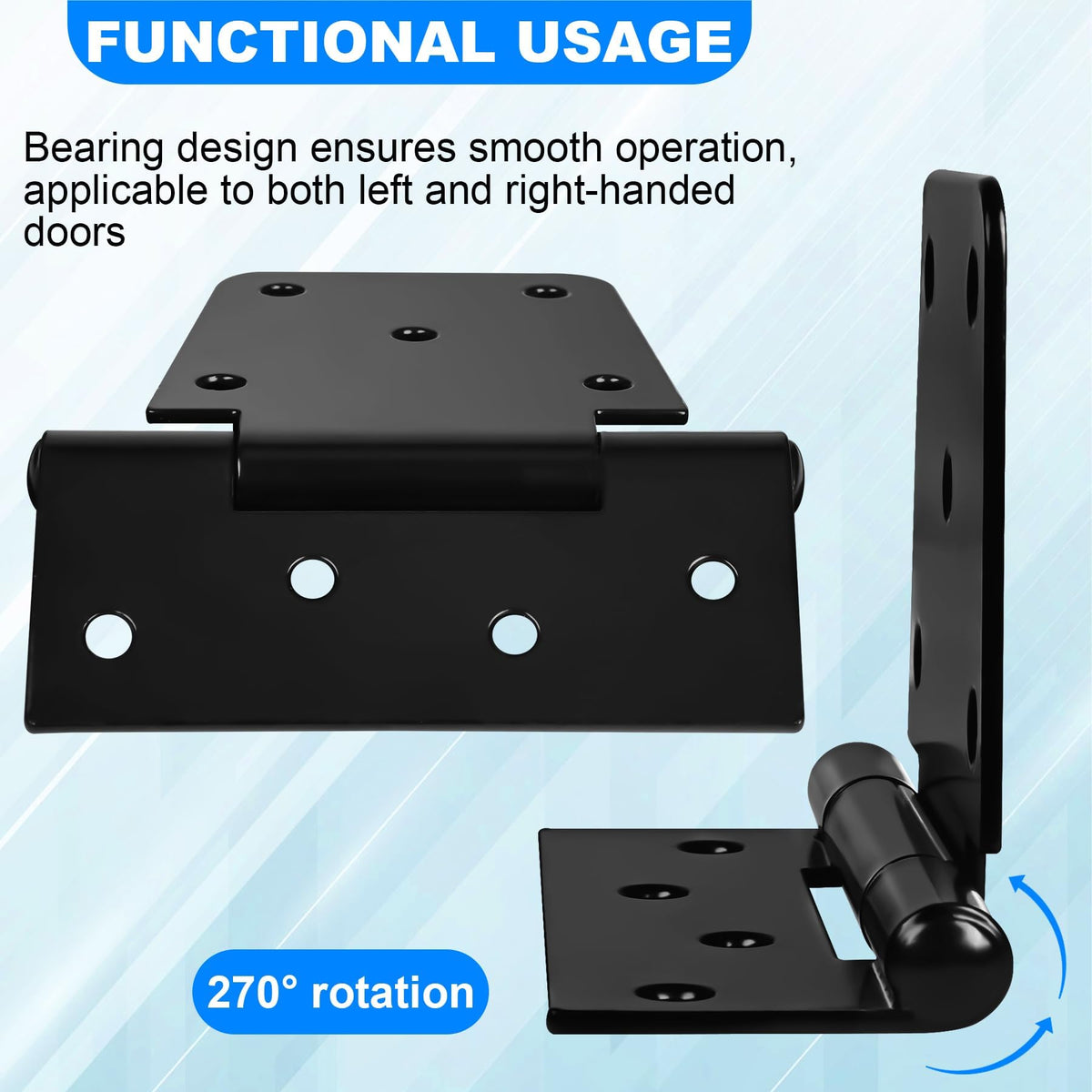 Inchoco Heavy-Duty Gate Hinges 3.5 in - 4-Pack, Black Iron Finish