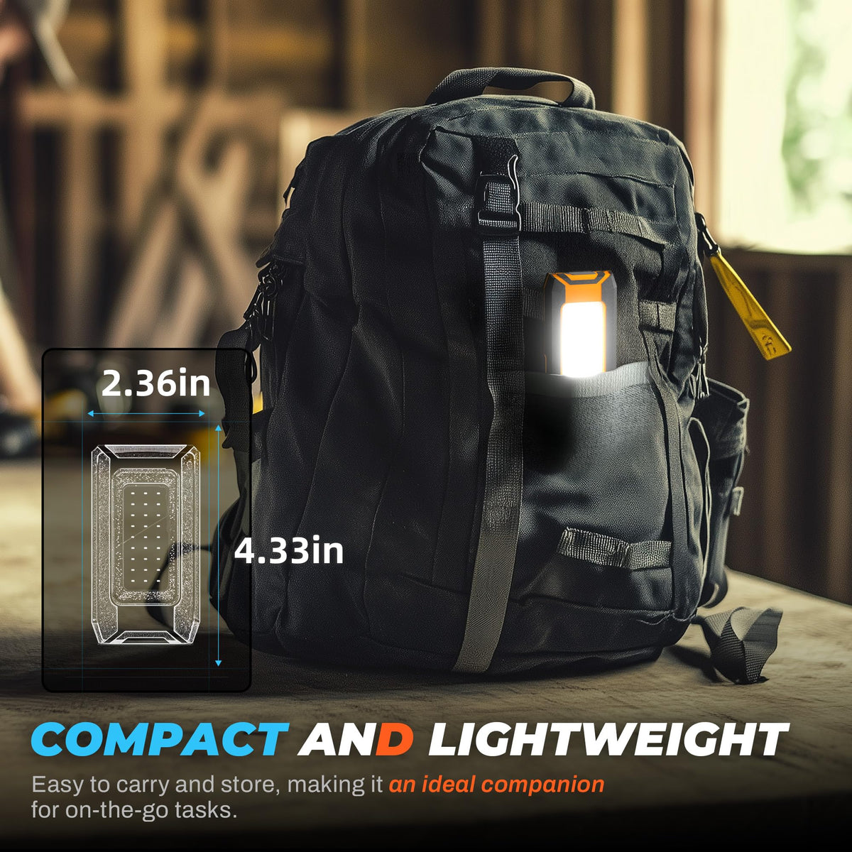innofox 2-Pack LED Rechargeable Magnetic Work Light – 1500LM, 3 Modes, USB Power Bank