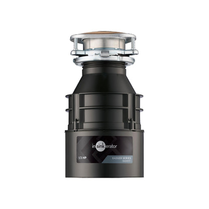 InSinkErator Badger 1/3 HP Garbage Disposal – Continuous Feed, Lift & Latch, Black with Waterborne Grey Enamel