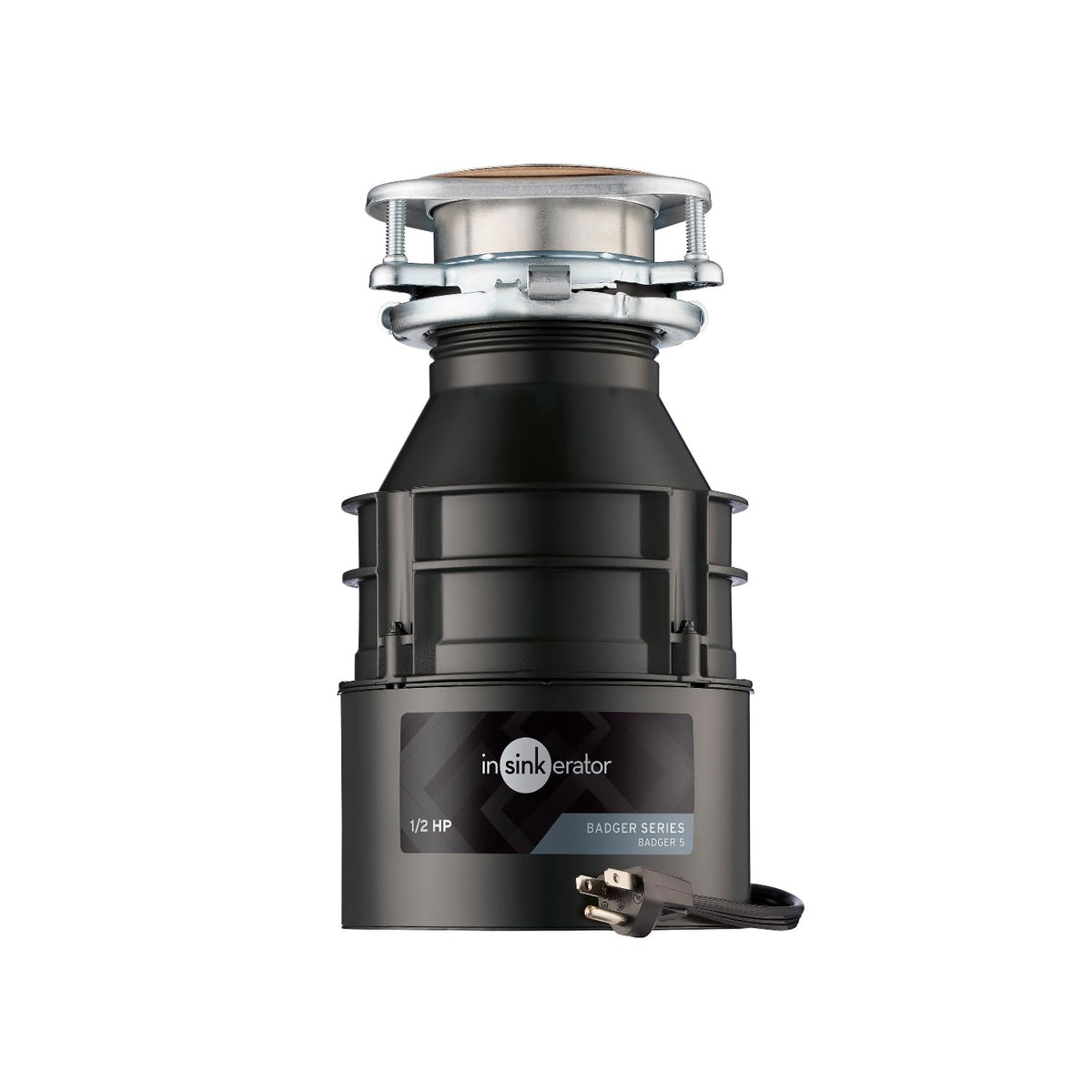 InSinkErator Badger 5 1/2 HP Garbage Disposal with Power Cord — Standard Series, Black/Gray