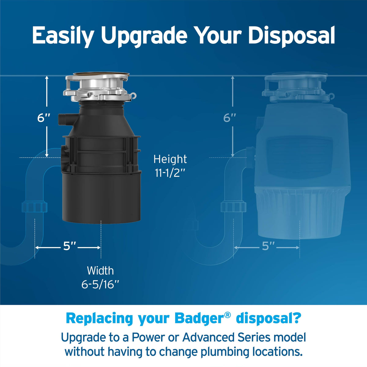 InSinkErator Badger 1/3 HP Garbage Disposal – Continuous Feed, Lift & Latch, Black with Waterborne Grey Enamel