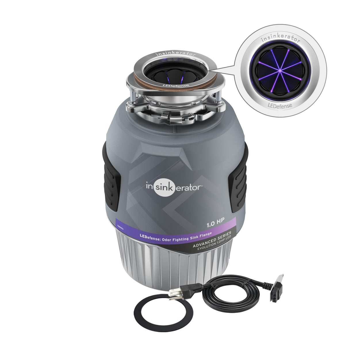 InSinkErator Evolution 1.0HP LED Garbage Disposal — Quiet, Durable, Antimicrobial LED Flange