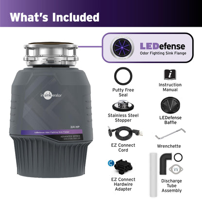 InSinkErator Evolution .75HP LED Garbage Disposal — Quiet, Odor-Defense with LED Flange