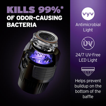 InSinkErator Evolution .75HP LED Garbage Disposal — Quiet, Odor-Defense with LED Flange