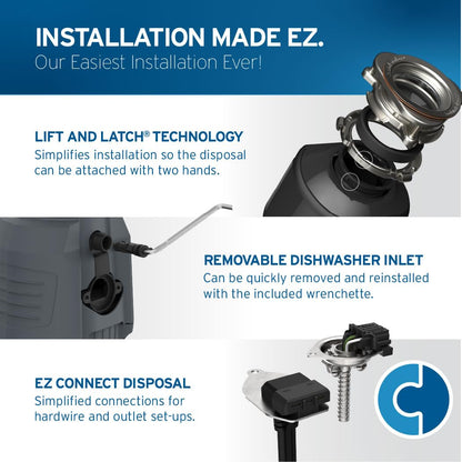 InSinkErator Evolution 0.75HP 3/4 HP EZ Connect Garbage Disposal – Quiet, Compact, Powerful