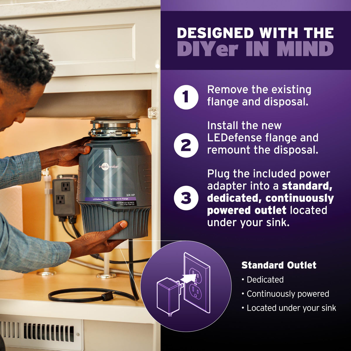 INSINKERATOR LEDefense Flange – Antimicrobial LED Accessory for Continuous-Feed Disposals
