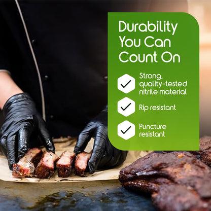 Inspire Heavy-Duty 6Mil Black Nitrile Gloves – Durable, Powder-Free, Touchscreen Ready