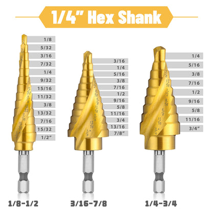 IRONANT Step Drill Bits Set – 50 Sizes in 5 PCS, HSS Titanium Coated, Aluminum Case