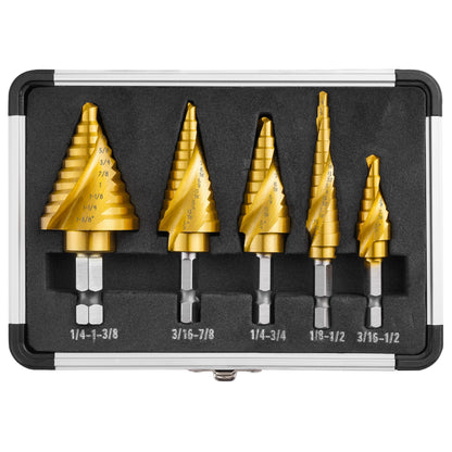 IRONANT Step Drill Bits Set – 50 Sizes in 5 PCS, HSS Titanium Coated, Aluminum Case