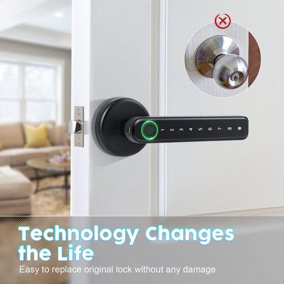 IRONZON 191F 3-in-1 Fingerprint Door Handle with Keypad – Black