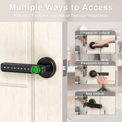 IRONZON 191F 3-in-1 Fingerprint Door Handle with Keypad – Black