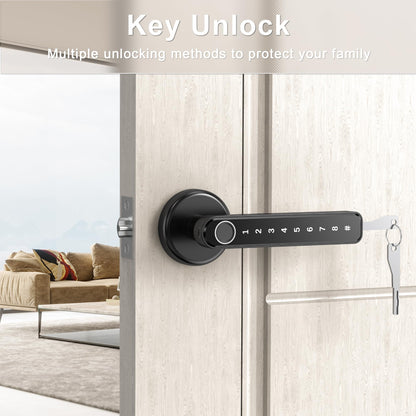IRONZON 191F 3-in-1 Fingerprint Door Handle with Keypad – Black