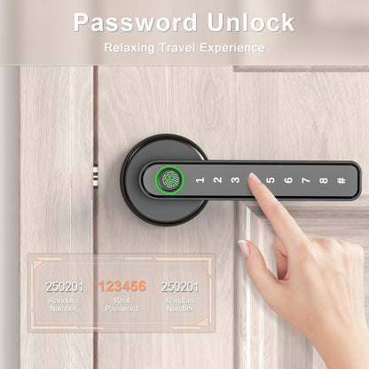 IRONZON 191F 3-in-1 Fingerprint Door Handle with Keypad – Black