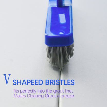 ITTAR Grout Brush with Long Adjustable Handle – V-Shape Scrub for Deep Tile Grout Cleaning