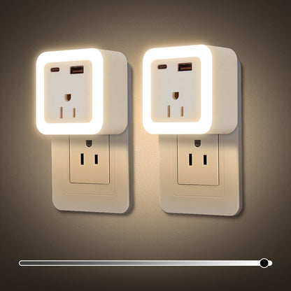 JackonLux Night Lights 2 Pack – Dusk-to-Dawn USB Wall Night Light 3000K