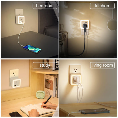 JackonLux Night Lights 2 Pack – Dusk-to-Dawn USB Wall Night Light 3000K