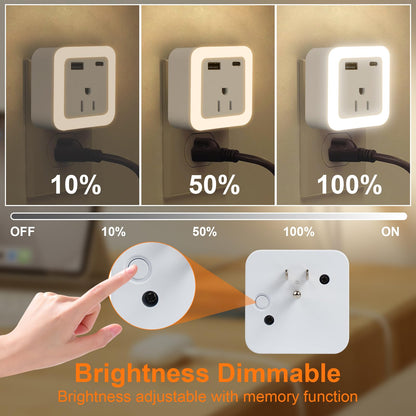 JackonLux Night Lights 2 Pack – Dusk-to-Dawn USB Wall Night Light 3000K