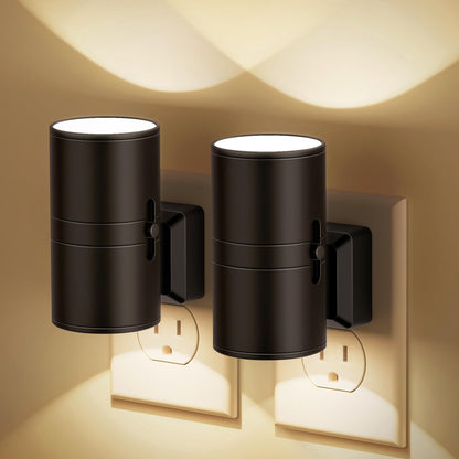 JandCase Night Lights Plug-in, Dimmable 0-100LM, Dusk-to-Dawn Sensor, 3000K Soft White – 2 Pack