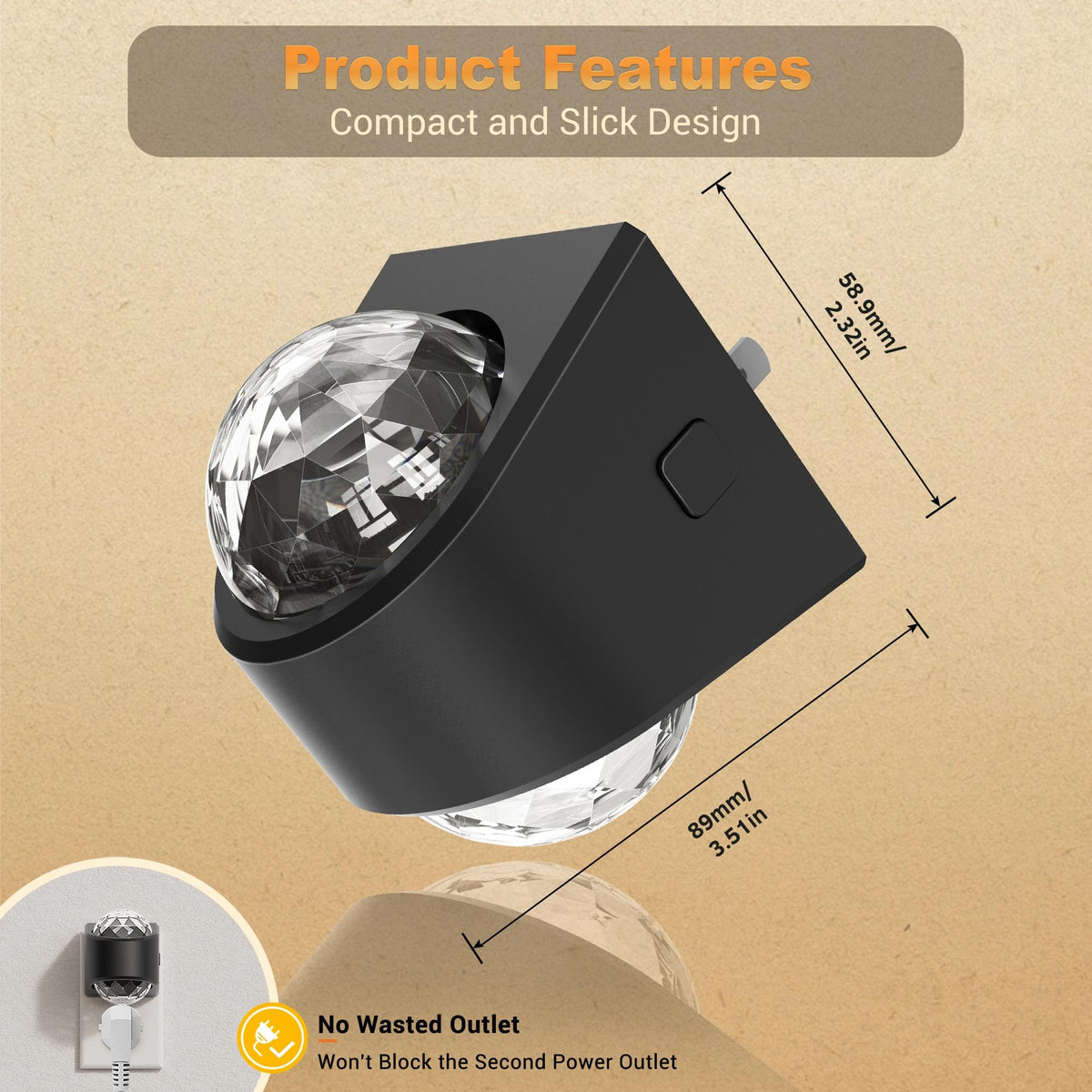 JandCase Night Lights 2-Pack – 3000K Galaxy Star Projector with Auto Sensor