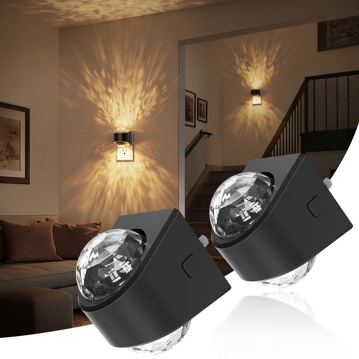 JandCase Night Lights 2-Pack – 3000K Galaxy Star Projector with Auto Sensor