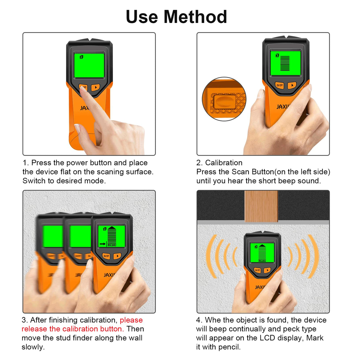 JAXWQ Stud Finder Wall Scanner 5-in-1 with Smart Chip & HD LCD Display