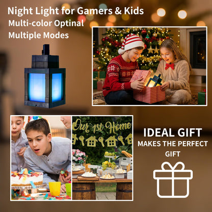 JBEIY Pixelated Lantern Night Light – USB Rechargeable, 16 Colors Mood Lamp