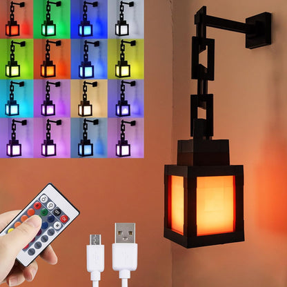 JBEIY Pixelated Lantern Night Light – USB Rechargeable, 16 Colors Mood Lamp