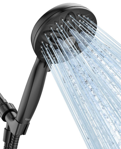 JDO Shower Head with Handheld, High Pressure 6 Settings, Matte Black