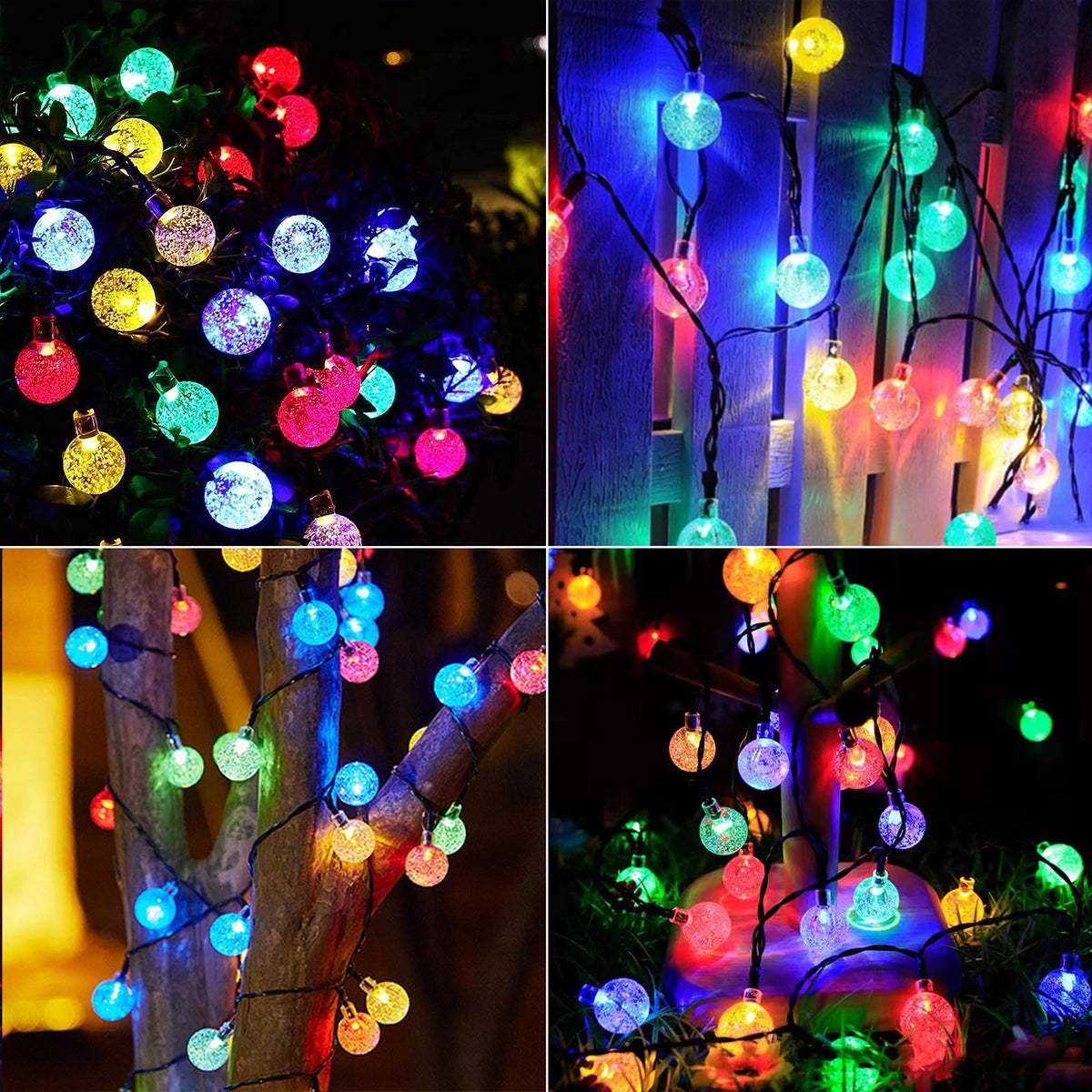 Jedavai Solar String Lights Outdoor 100 LED 40ft Multi-Color Crystal Globe – 8 Modes, Waterproof