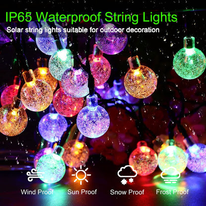 Jedavai Solar String Lights Outdoor 100 LED 40ft Multi-Color Crystal Globe – 8 Modes, Waterproof