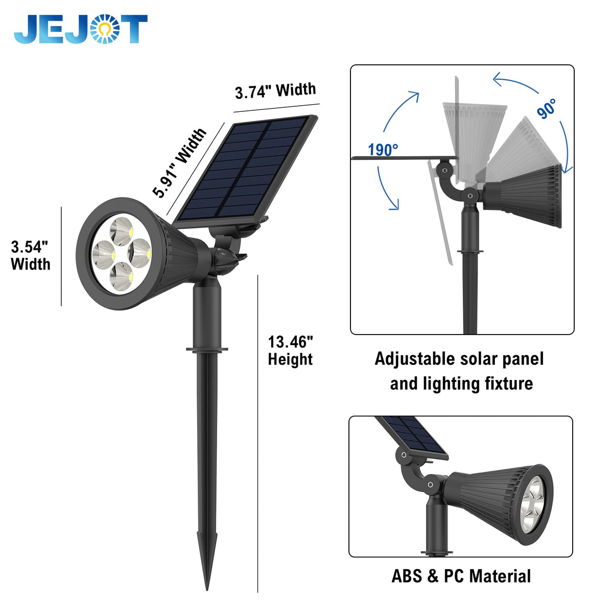 JEJOT 8 Pack Solar Lights Outdoor IP65 3000K Warm White | 2 Lighting Modes