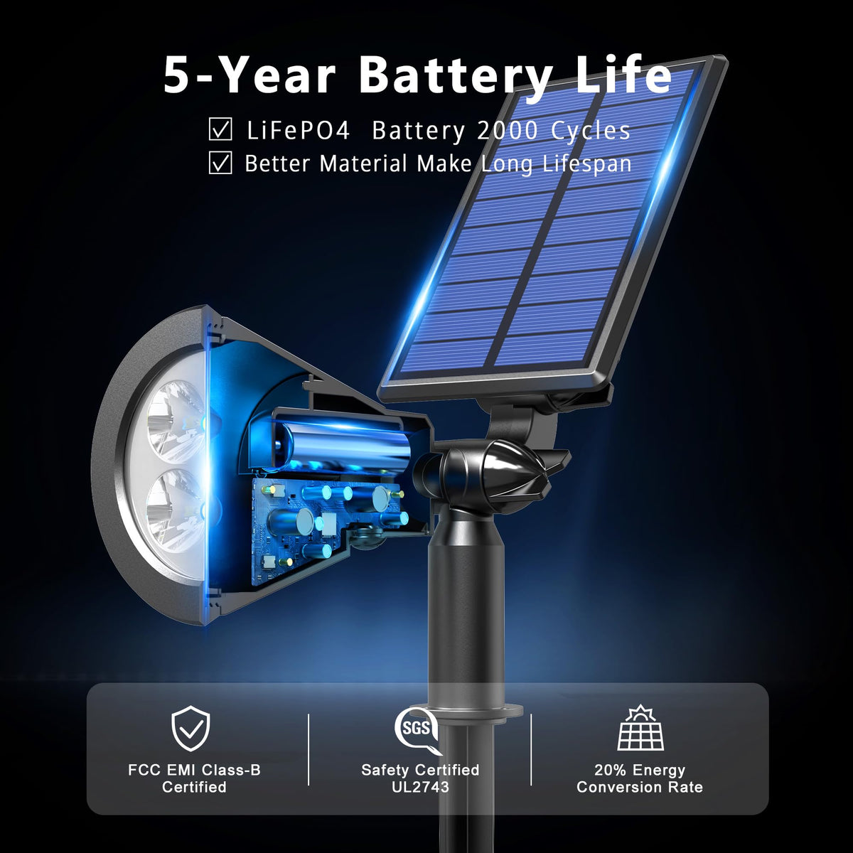 JEJOT 8 Pack Solar Lights Outdoor IP65 3000K Warm White | 2 Lighting Modes