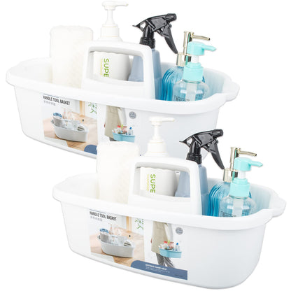 JiatuA Large Cleaning Caddy – 2 Pack, Portable Shower Basket with Handle, Multi-Use Organizer