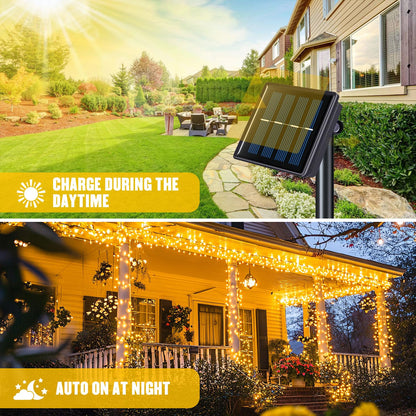 JMEXSUSS 2 Pack Solar String Lights Outdoor – 66 ft, 200 LEDs, Warm White