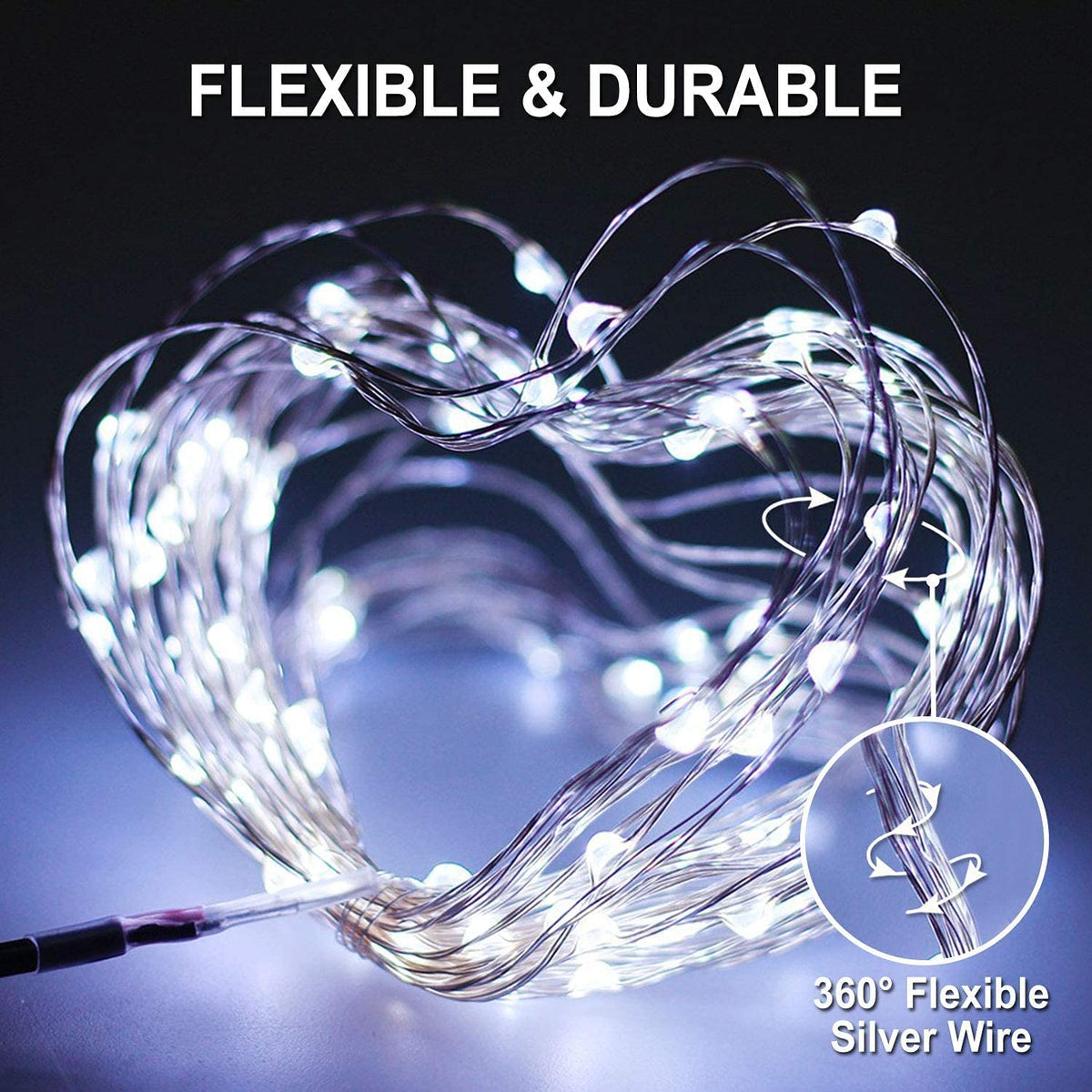 JMEXSUSS 4 Pack 100 LED Solar String Lights – Outdoor 33ft, 8 Modes