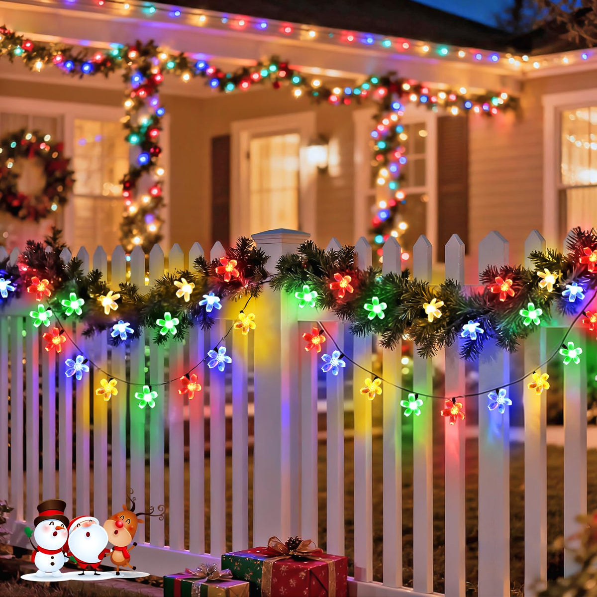JMEXSUSS Solar String Lights Outdoor Waterproof – 2 Pack, 30.6ft, 50 LED Cherry Blossom Purple